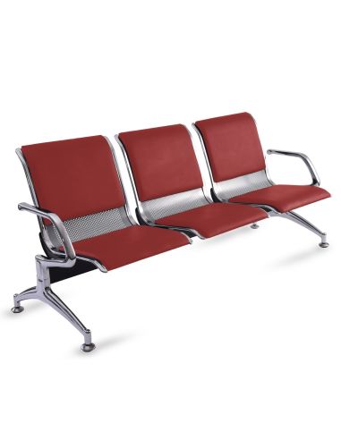 Silla Tandem 3 cuerpos Cromado Tapizado Metálico