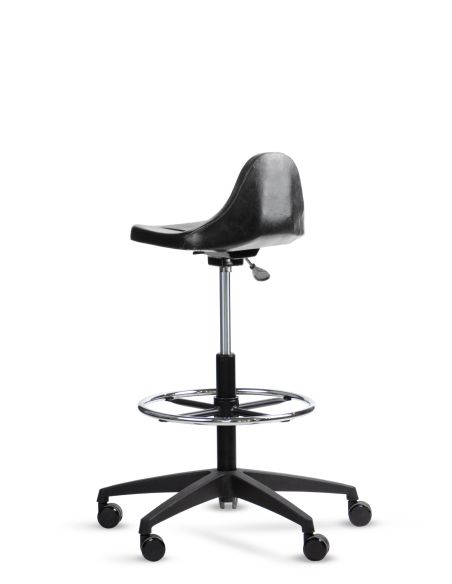 Taburete Industrial Giratorio Mole con aro apoyapies