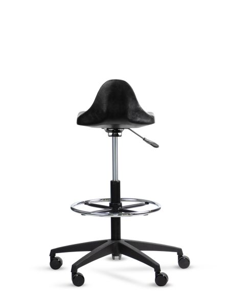 Taburete Industrial Giratorio Mole con aro apoyapies