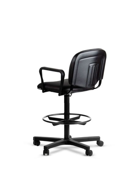 Silla Cajera con Apoyabrazos Tapizada en Cuero Sintético - Somos Fabricantes