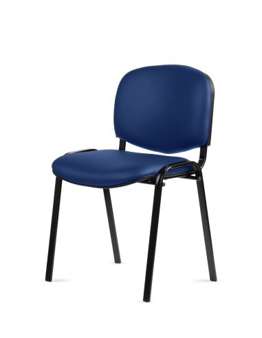 Silla Fija Tapizada en Azul - Apilable y Resistente