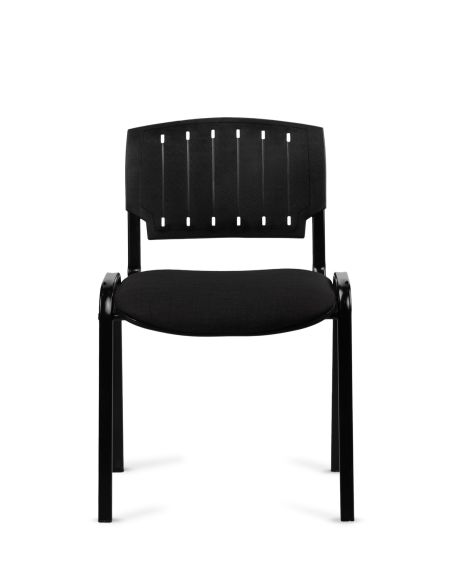 Silla Negra 4 patas con Respaldo Plástico y Asiento Tapizado