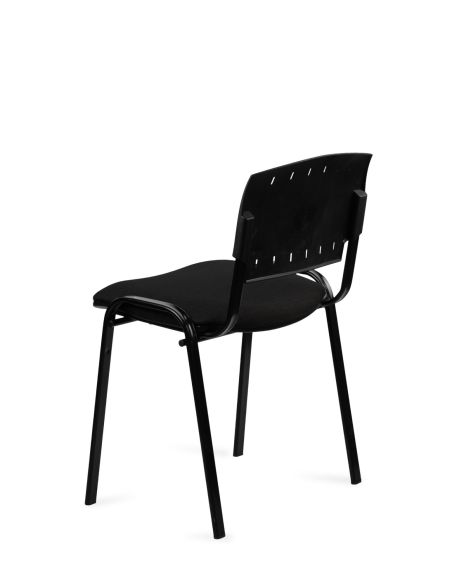 Silla Negra 4 patas con Respaldo Plástico y Asiento Tapizado
