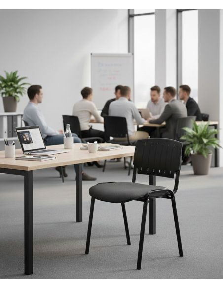 Silla Azul 4 patas con Respaldo Plástico y Asiento Tapizado