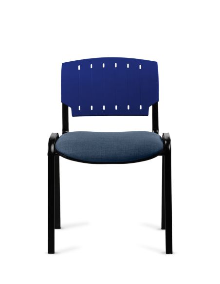 Silla Azul 4 patas con Respaldo Plástico y Asiento Tapizado