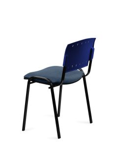 Silla Azul 4 patas con Respaldo Plástico y Asiento Tapizado 2