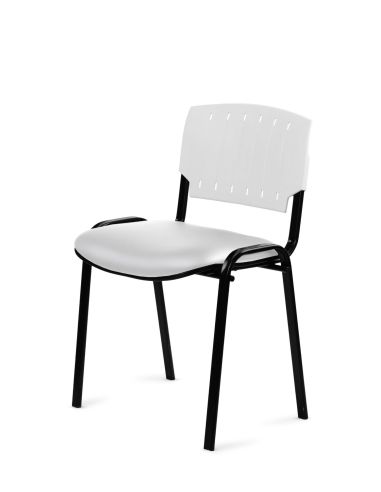 Silla Negra 4 patas con Respaldo Plástico y Asiento Tapizado