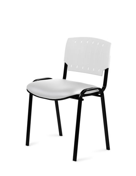 Silla Negra 4 patas con Respaldo Plástico y Asiento Tapizado