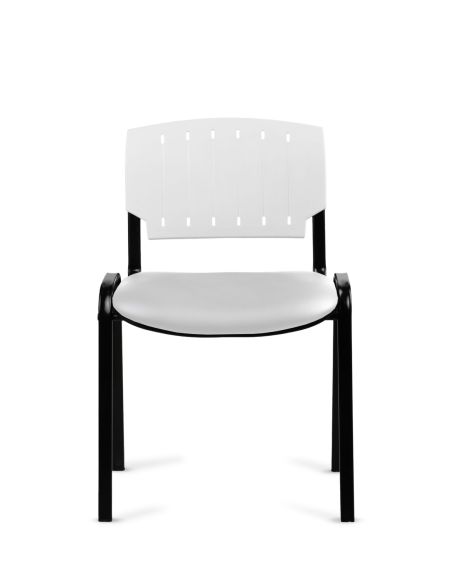 Silla Negra 4 patas con Respaldo Plástico y Asiento Tapizado