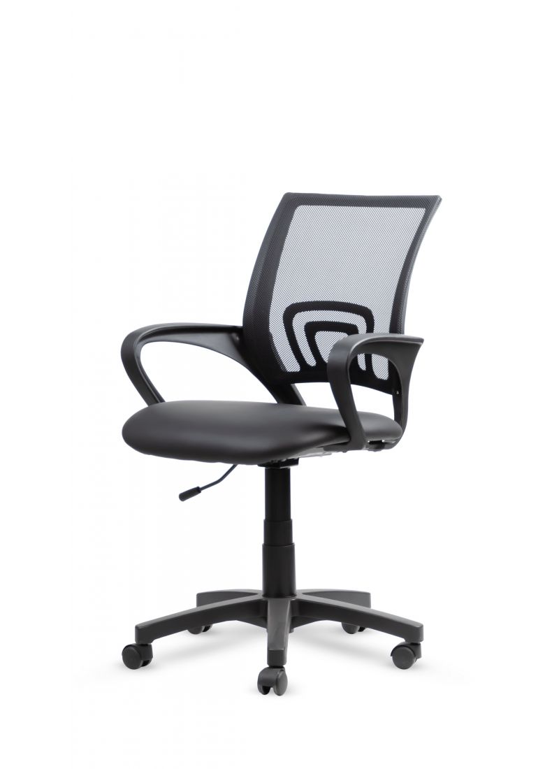 Silla Giro Negra Neumatica (Tela Ecocuero)