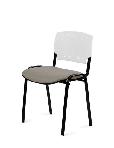 Silla Negra 4 patas con Respaldo Plástico y Asiento Tapizado