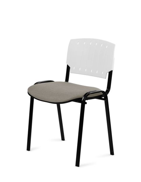 Silla Negra 4 patas con Respaldo Plástico y Asiento Tapizado