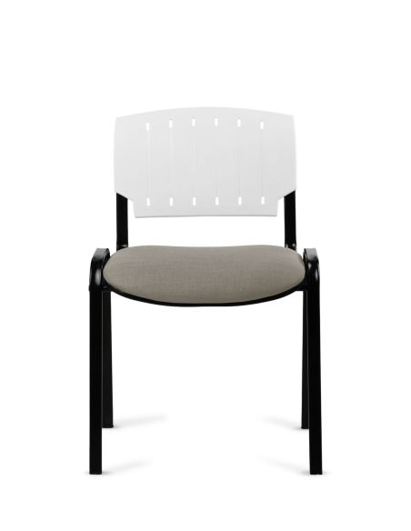 Silla Negra 4 patas con Respaldo Plástico y Asiento Tapizado