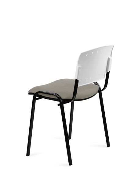 Silla Negra 4 patas con Respaldo Plástico y Asiento Tapizado