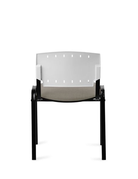 Silla Negra 4 patas con Respaldo Plástico y Asiento Tapizado