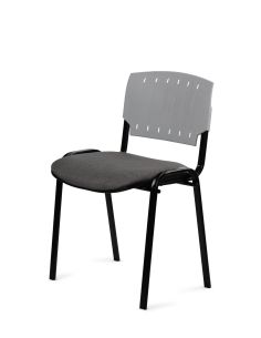 Silla Negra 4 patas con Respaldo Plástico y Asiento Tapizado