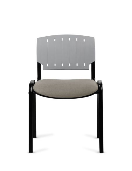 Silla Negra 4 patas con Respaldo Plástico y Asiento Tapizado