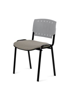 Silla Negra 4 patas con Respaldo Plástico y Asiento Tapizado