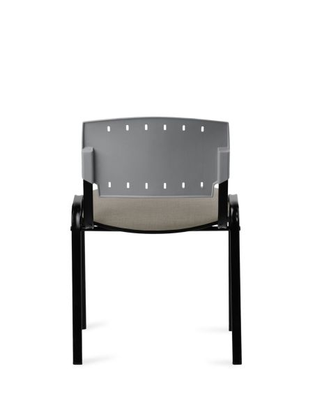 Silla Negra 4 patas con Respaldo Plástico y Asiento Tapizado