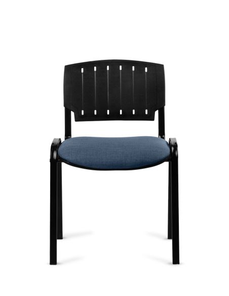 Silla Negra 4 patas con Respaldo Plástico y Asiento Tapizado