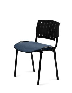 Silla Negra 4 patas con Respaldo Plástico y Asiento Tapizado