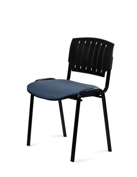 Silla Negra 4 patas con Respaldo Plástico y Asiento Tapizado