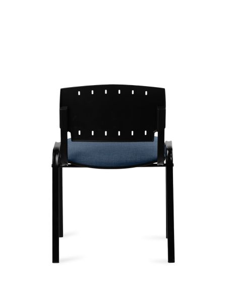 Silla Negra 4 patas con Respaldo Plástico y Asiento Tapizado