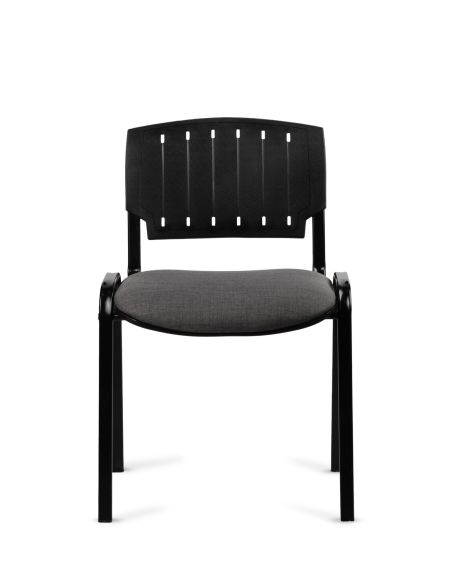 Silla Negra 4 patas con Respaldo Plástico y Asiento Tapizado