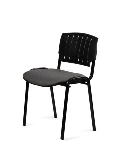 Silla Negra 4 patas con Respaldo Plástico y Asiento Tapizado