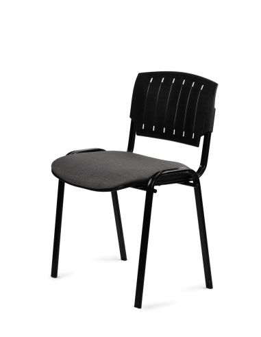 Silla Negra 4 patas con Respaldo Plástico y Asiento Tapizado