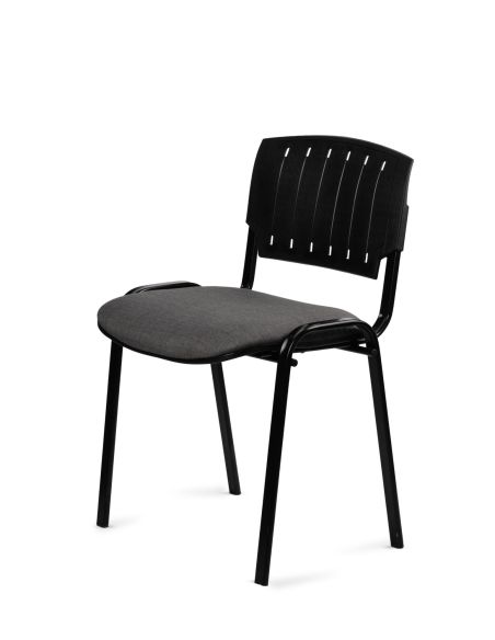 Silla Negra 4 patas con Respaldo Plástico y Asiento Tapizado