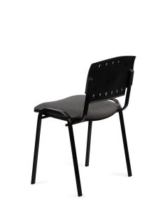 Silla Negra 4 patas con Respaldo Plástico y Asiento Tapizado 2