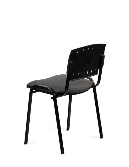 Silla Negra 4 patas con Respaldo Plástico y Asiento Tapizado