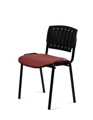 Silla Negra 4 patas con Respaldo Plástico y Asiento Tapizado