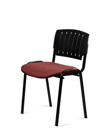 Silla Negra 4 patas con Respaldo Plástico y Asiento Tapizado