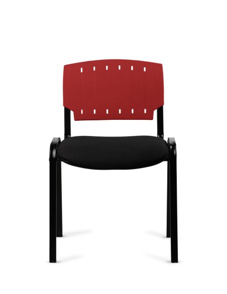 Silla Negra 4 patas con Respaldo Plástico y Asiento Tapizado