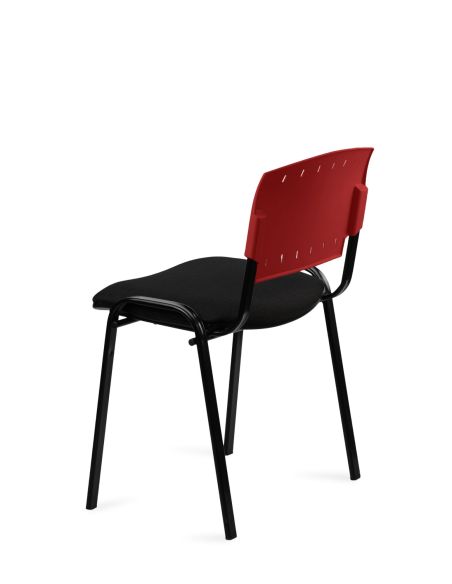 Silla Negra 4 patas con Respaldo Plástico y Asiento Tapizado