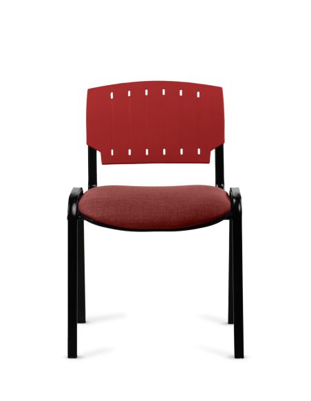 Silla Negra 4 patas con Respaldo Plástico y Asiento Tapizado