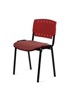 Silla Negra 4 patas con Respaldo Plástico y Asiento Tapizado