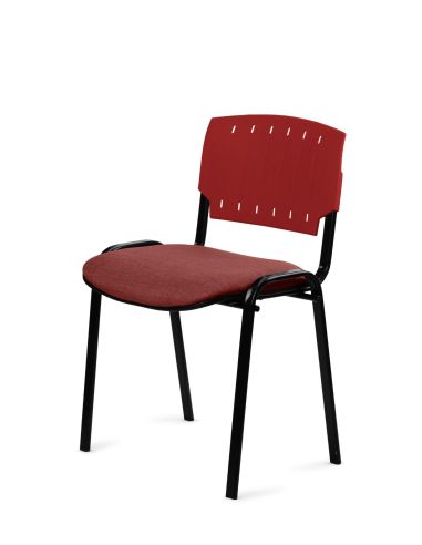 Silla Negra 4 patas con Respaldo Plástico y Asiento Tapizado