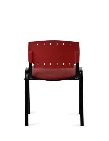 Silla Negra 4 patas con Respaldo Plástico y Asiento Tapizado