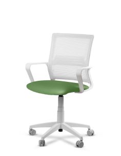 Silla Verde Fosco de Trabajo LINK White Neumática con Asiento Tela