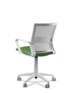 Silla Verde Fosco de Trabajo LINK White Neumática con Asiento Tela 2