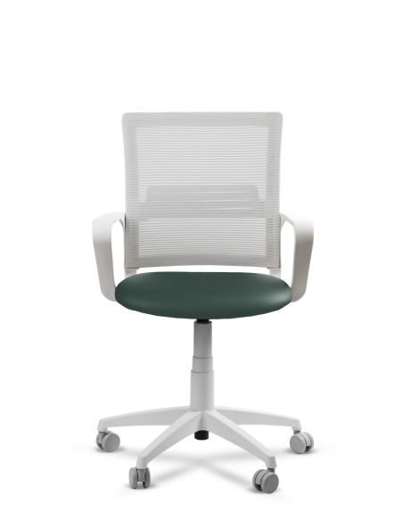 Silla Verde de Trabajo LINK White Neumática con Asiento Tela