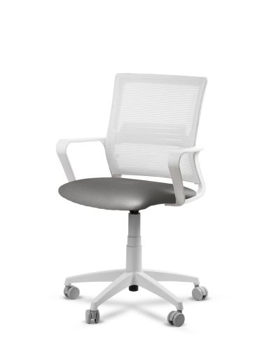 Silla Gris de Trabajo LINK White Neumática con Asiento Tela