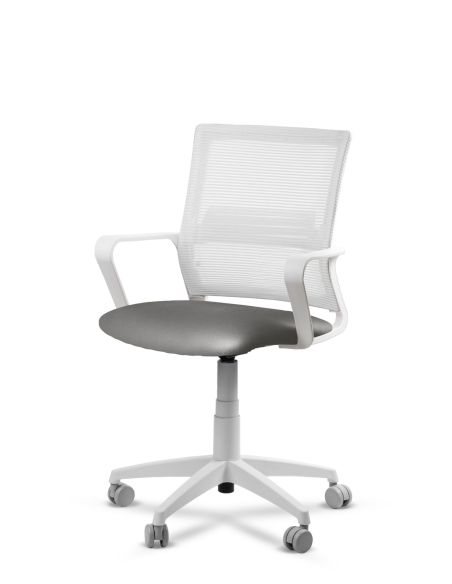Silla Gris de Trabajo LINK White Neumática con Asiento Tela
