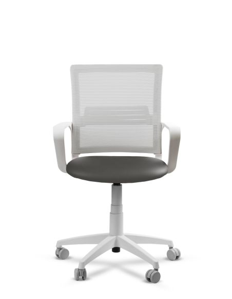 Silla Gris de Trabajo LINK White Neumática con Asiento Tela