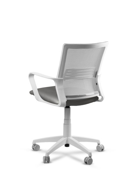Silla Gris de Trabajo LINK White Neumática con Asiento Tela