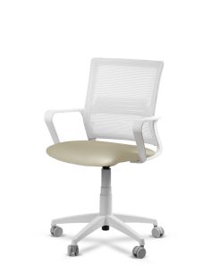 Silla Beige de Trabajo LINK White Neumática con Asiento Tela