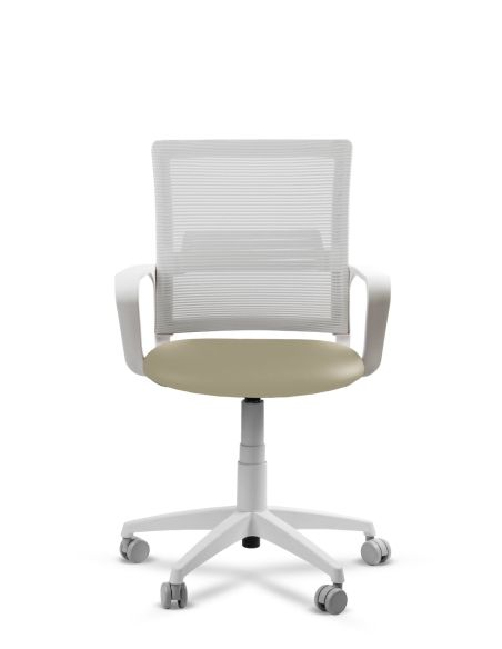 Silla Beige de Trabajo LINK White Neumática con Asiento Tela